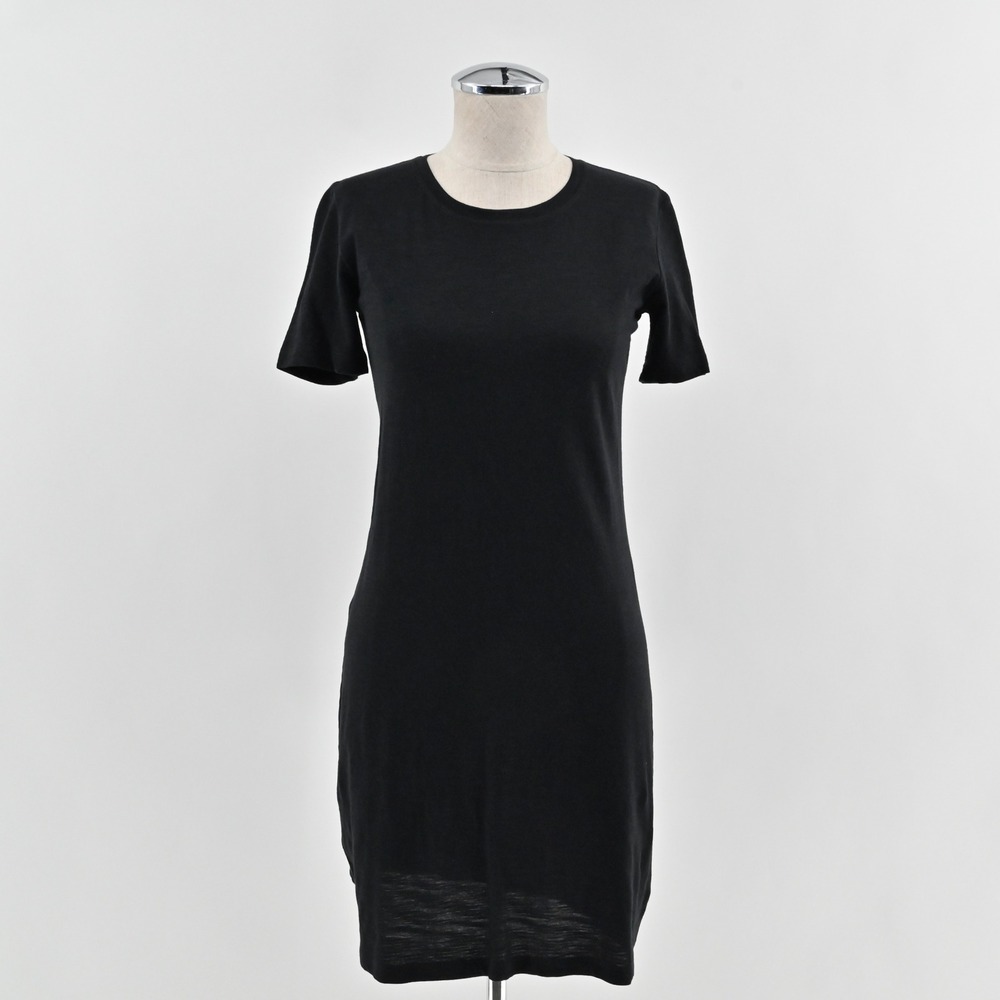 Theory Continuous‎ Tee Dress Size 0 Black Sea Slub Minimalist Cotton Knit Modern